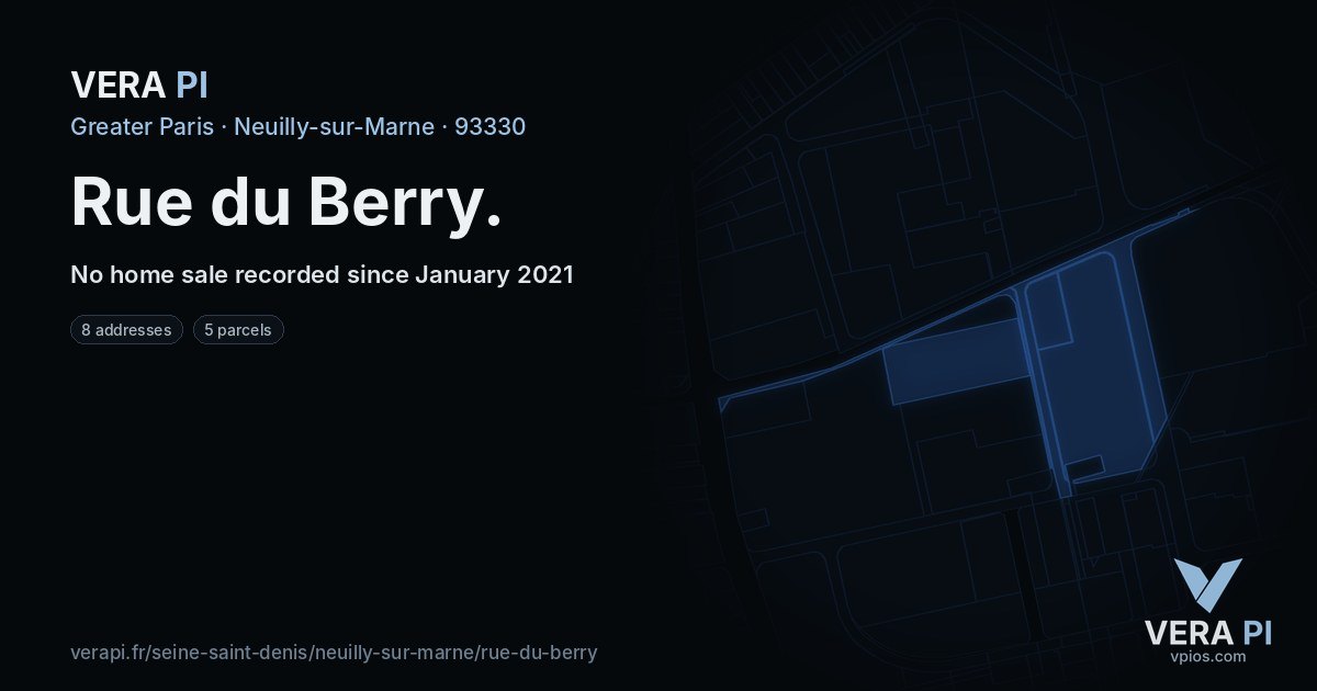 Rue du Berry, Neuilly-sur-Marne at night – every parcel coloured by the prices around it, the street's own parcels lit