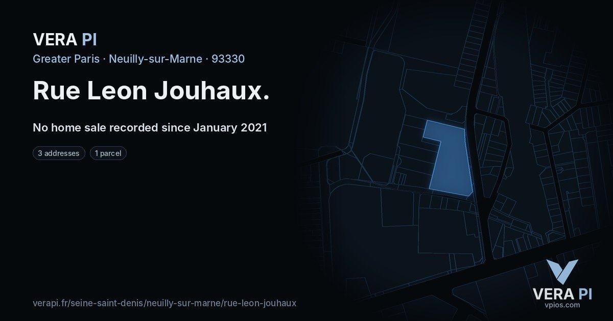 Rue Leon Jouhaux, Neuilly-sur-Marne at night – every parcel coloured by the prices around it, the street's own parcels lit