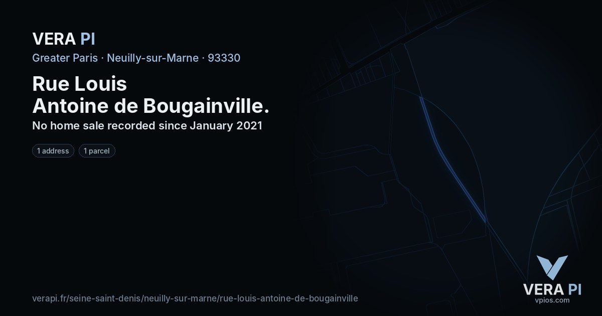 Rue Louis Antoine de Bougainville, Neuilly-sur-Marne at night – every parcel coloured by the prices around it, the street's own parcels lit