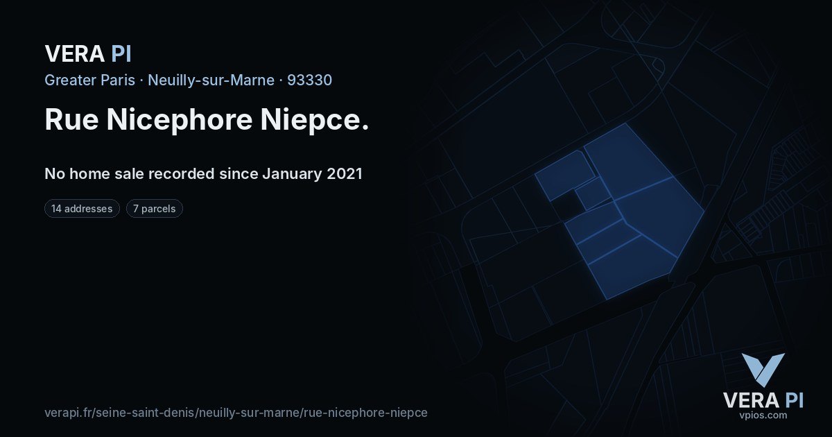 Rue Nicephore Niepce, Neuilly-sur-Marne at night – every parcel coloured by the prices around it, the street's own parcels lit