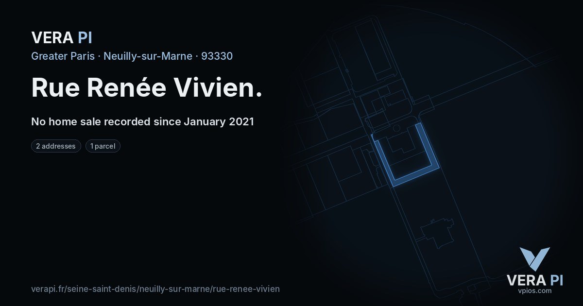 Rue Renée Vivien, Neuilly-sur-Marne at night – every parcel coloured by the prices around it, the street's own parcels lit