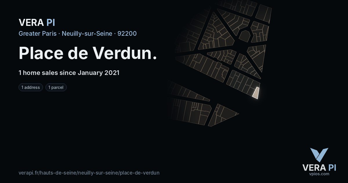 Place de Verdun, Neuilly-sur-Seine at night – every parcel coloured by the prices around it, the street's own parcels lit