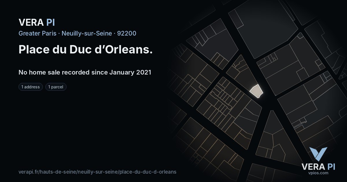 Place du Duc d’Orleans, Neuilly-sur-Seine at night – every parcel coloured by the prices around it, the street's own parcels lit
