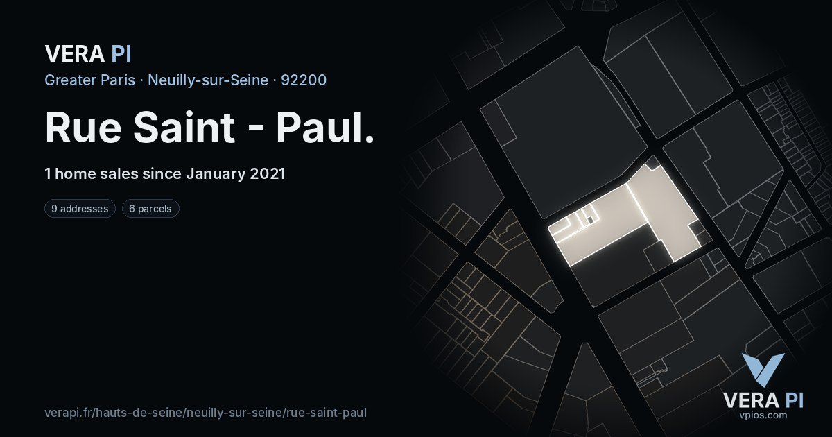 Rue Saint - Paul, Neuilly-sur-Seine at night – every parcel coloured by the prices around it, the street's own parcels lit