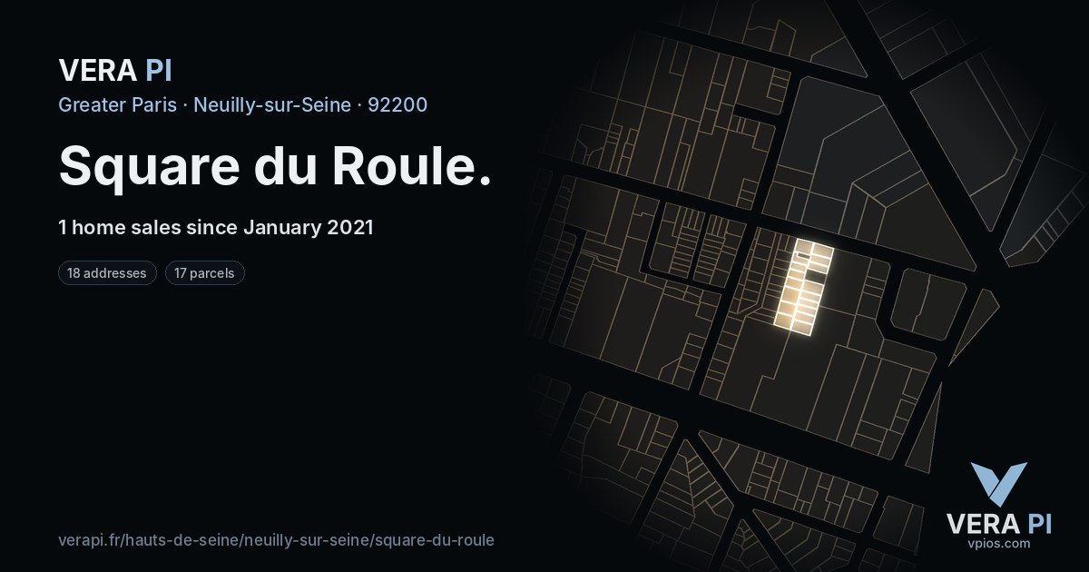 Square du Roule, Neuilly-sur-Seine at night – every parcel coloured by the prices around it, the street's own parcels lit