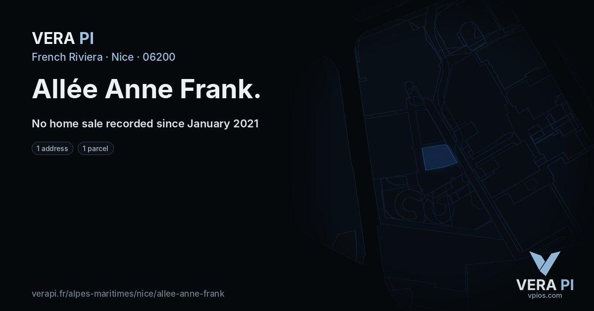 Allée Anne Frank, Nice at night – every parcel coloured by the prices around it, the street's own parcels lit