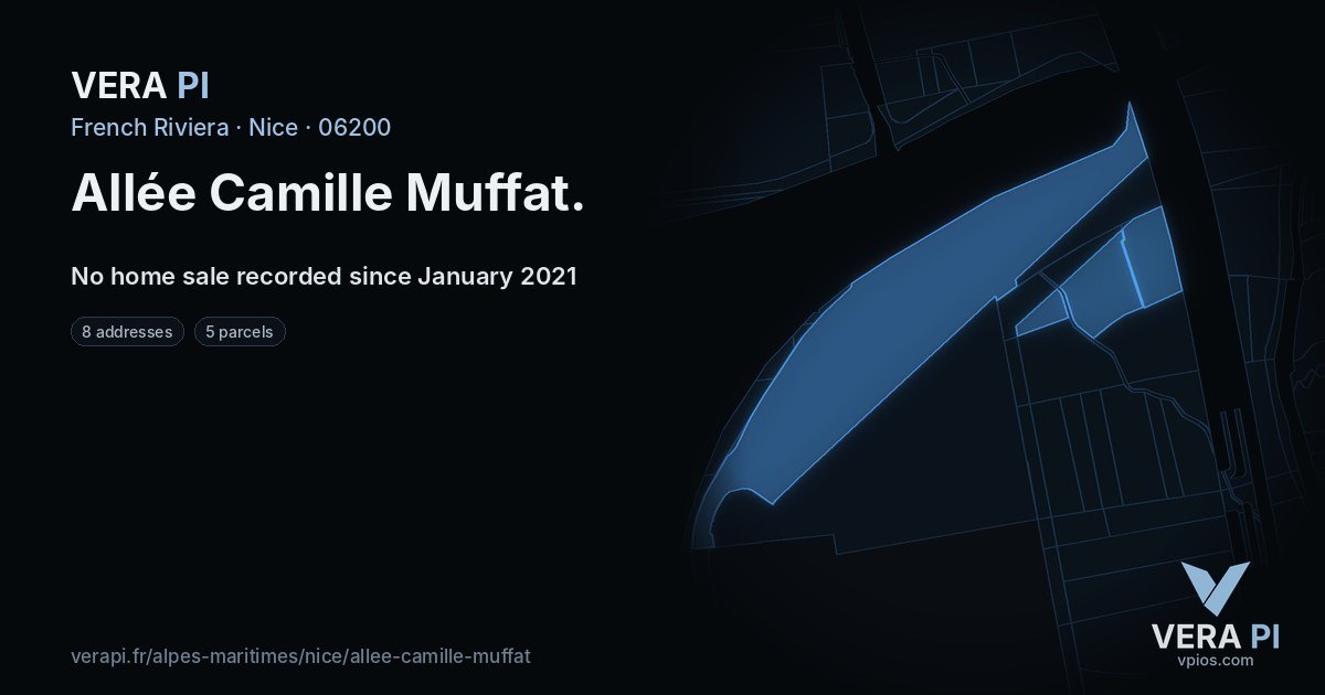 Allée Camille Muffat, Nice at night – every parcel coloured by the prices around it, the street's own parcels lit