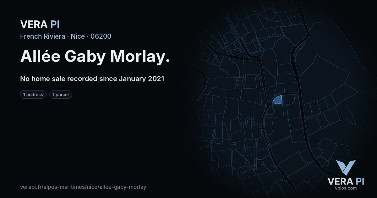 Allée Gaby Morlay, Nice at night – every parcel coloured by the prices around it, the street's own parcels lit