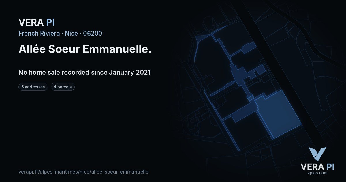 Allée Soeur Emmanuelle, Nice at night – every parcel coloured by the prices around it, the street's own parcels lit