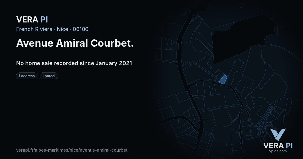 Avenue Amiral Courbet, Nice at night – every parcel coloured by the prices around it, the street's own parcels lit