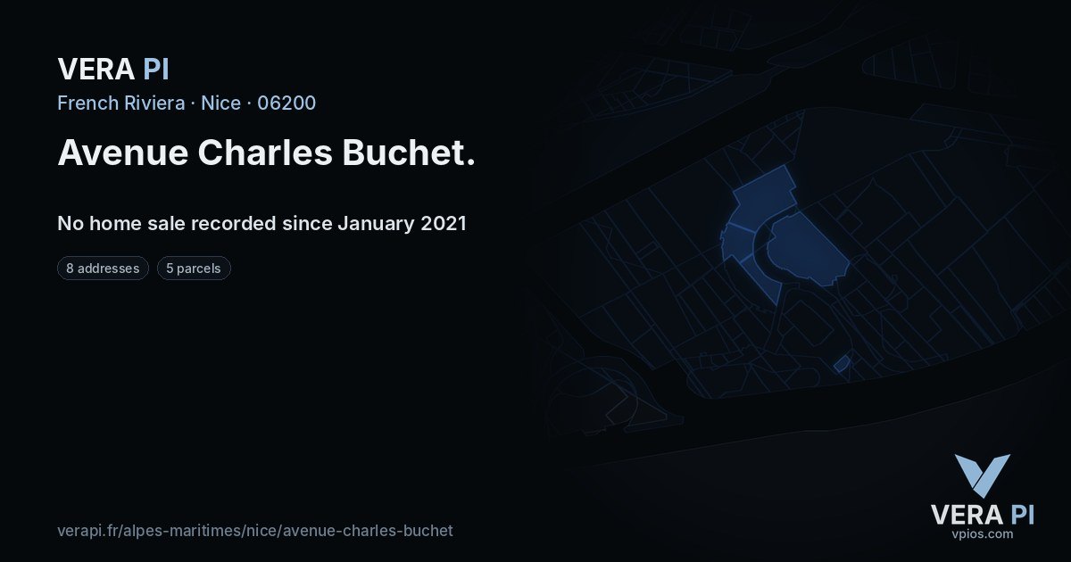 Avenue Charles Buchet, Nice at night – every parcel coloured by the prices around it, the street's own parcels lit