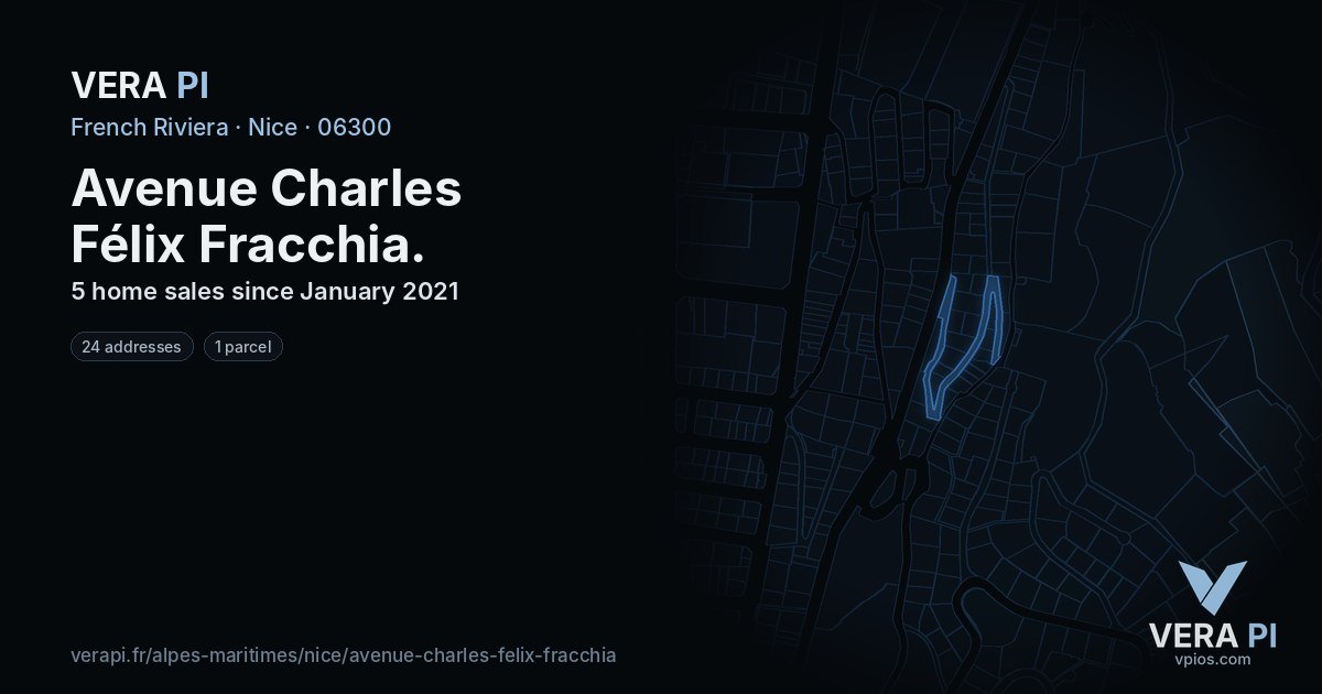 Avenue Charles Félix Fracchia, Nice at night – every parcel coloured by the prices around it, the street's own parcels lit