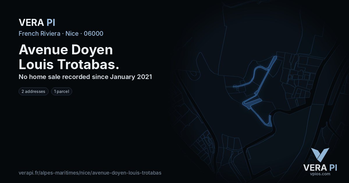 Avenue Doyen Louis Trotabas, Nice at night – every parcel coloured by the prices around it, the street's own parcels lit