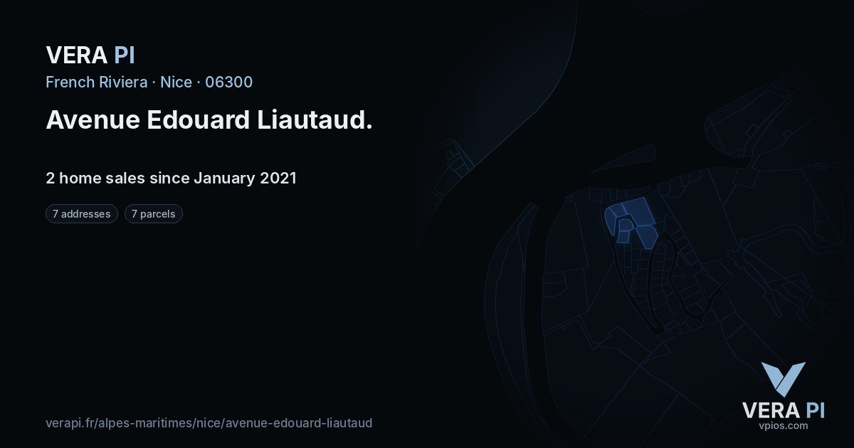 Avenue Edouard Liautaud, Nice at night – every parcel coloured by the prices around it, the street's own parcels lit