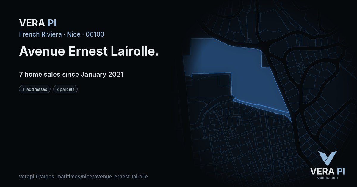 Avenue Ernest Lairolle, Nice at night – every parcel coloured by the prices around it, the street's own parcels lit