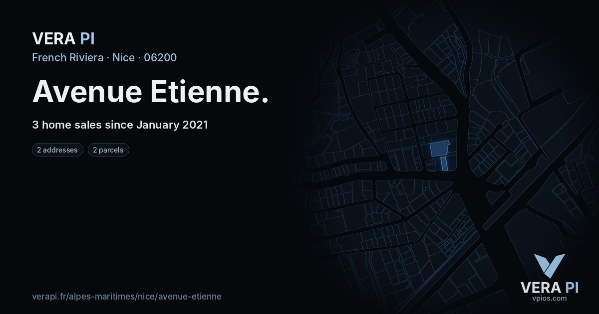 Avenue Etienne, Nice at night – every parcel coloured by the prices around it, the street's own parcels lit