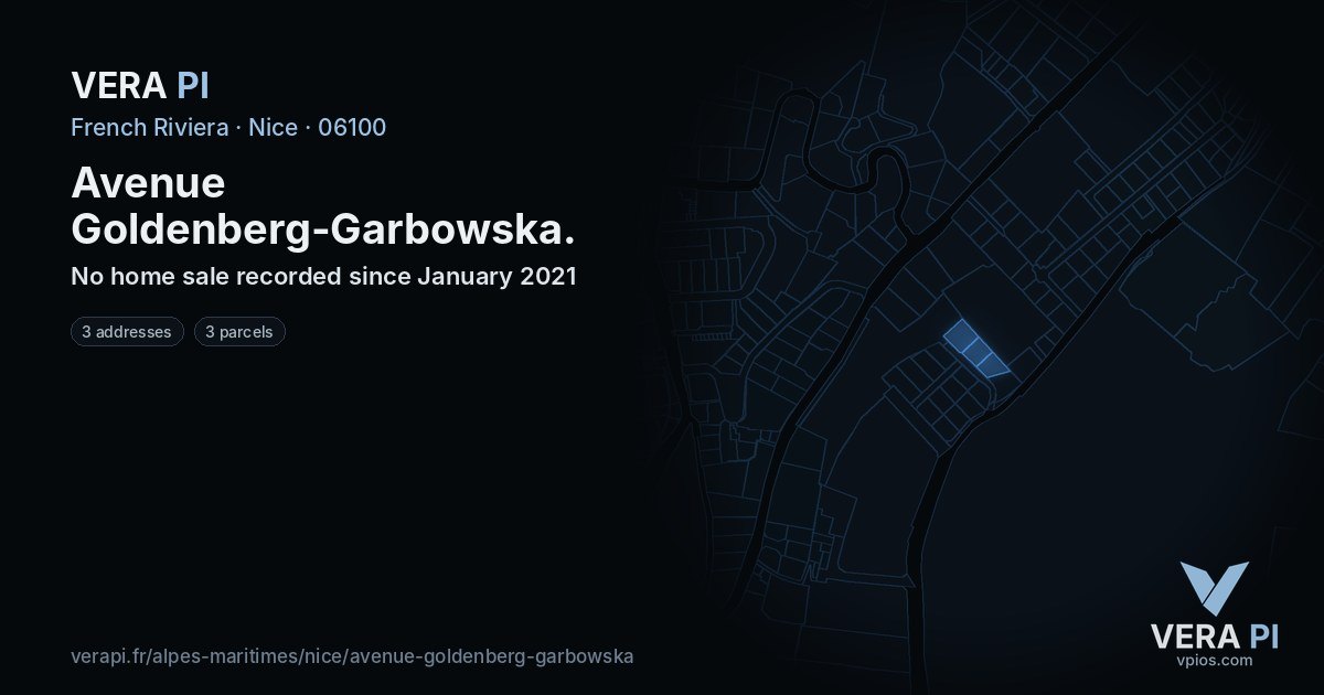 Avenue Goldenberg-Garbowska, Nice at night – every parcel coloured by the prices around it, the street's own parcels lit