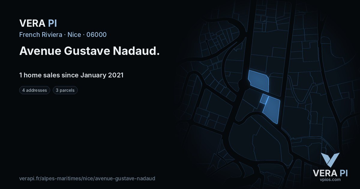 Avenue Gustave Nadaud, Nice at night – every parcel coloured by the prices around it, the street's own parcels lit