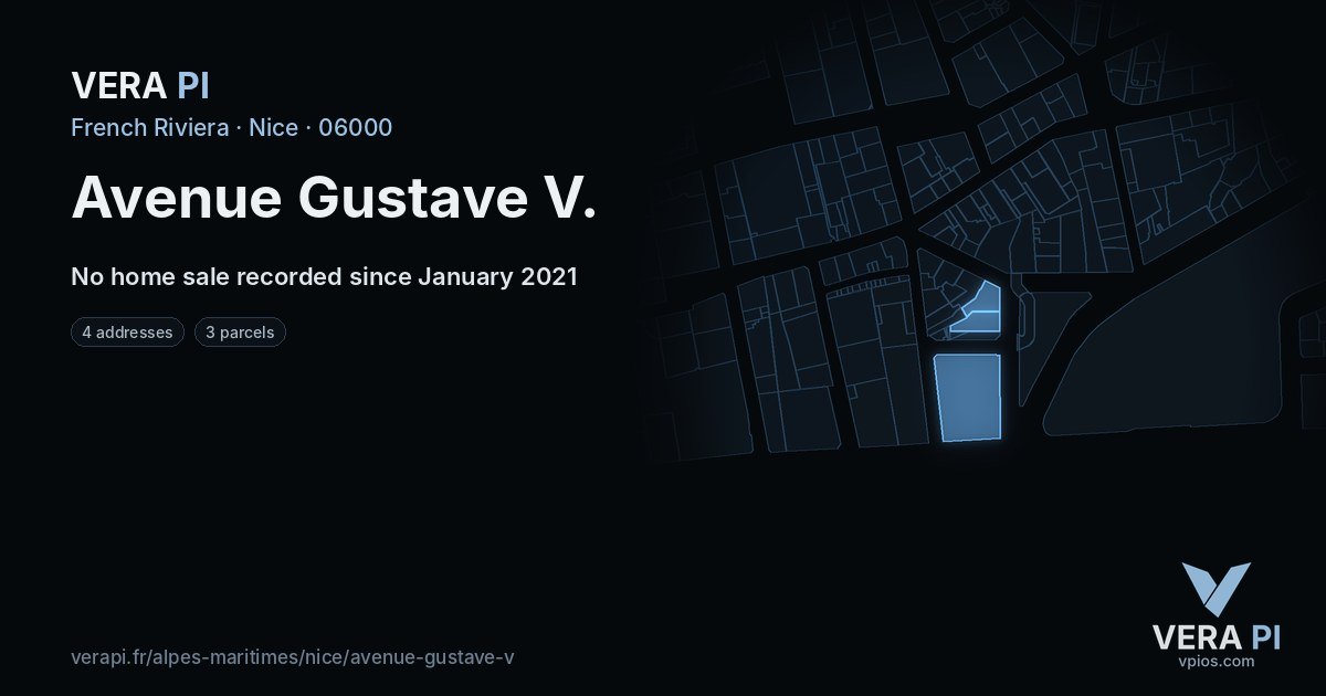 Avenue Gustave V, Nice at night – every parcel coloured by the prices around it, the street's own parcels lit