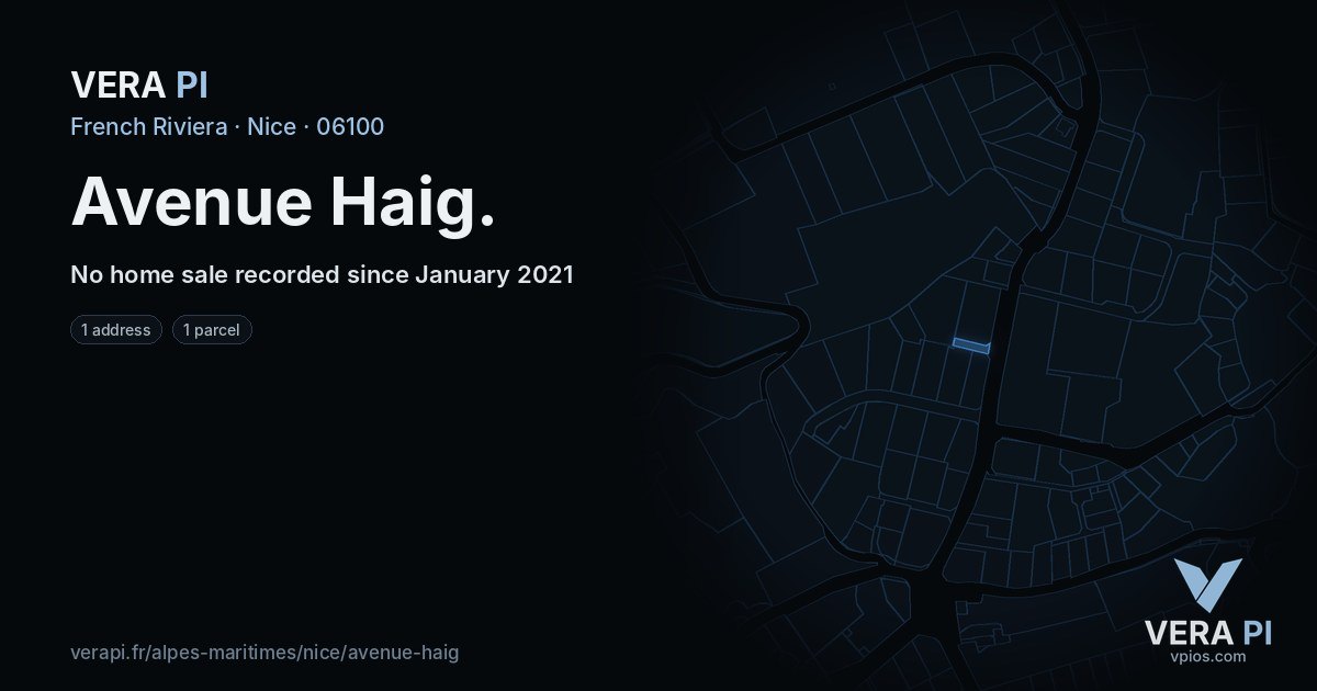 Avenue Haig, Nice at night – every parcel coloured by the prices around it, the street's own parcels lit