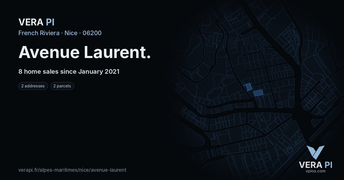 Avenue Laurent, Nice at night – every parcel coloured by the prices around it, the street's own parcels lit