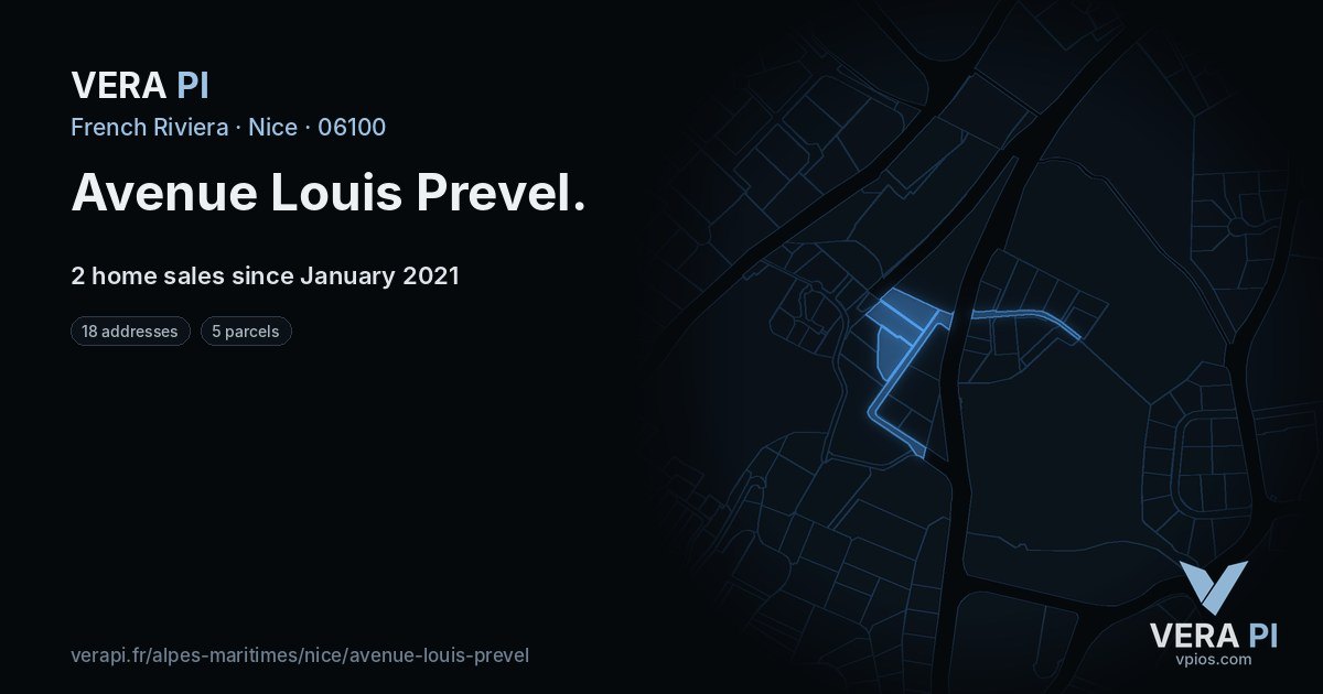 Avenue Louis Prevel, Nice at night – every parcel coloured by the prices around it, the street's own parcels lit