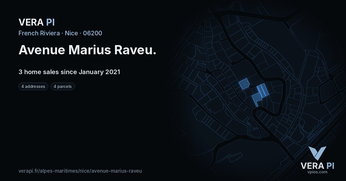 Avenue Marius Raveu, Nice at night – every parcel coloured by the prices around it, the street's own parcels lit