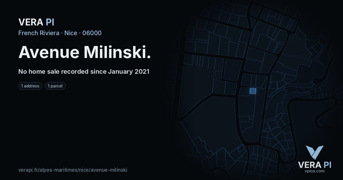 Avenue Milinski, Nice at night – every parcel coloured by the prices around it, the street's own parcels lit