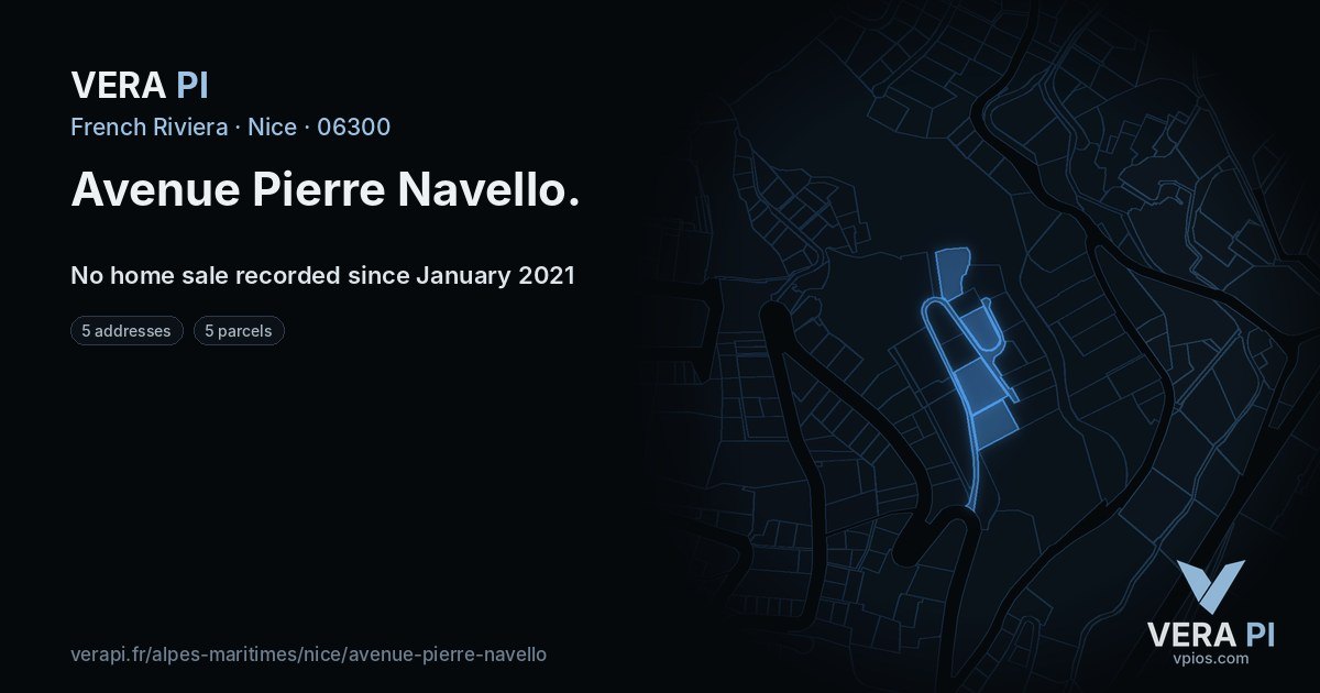 Avenue Pierre Navello, Nice at night – every parcel coloured by the prices around it, the street's own parcels lit