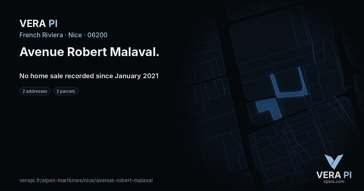 Avenue Robert Malaval, Nice at night – every parcel coloured by the prices around it, the street's own parcels lit