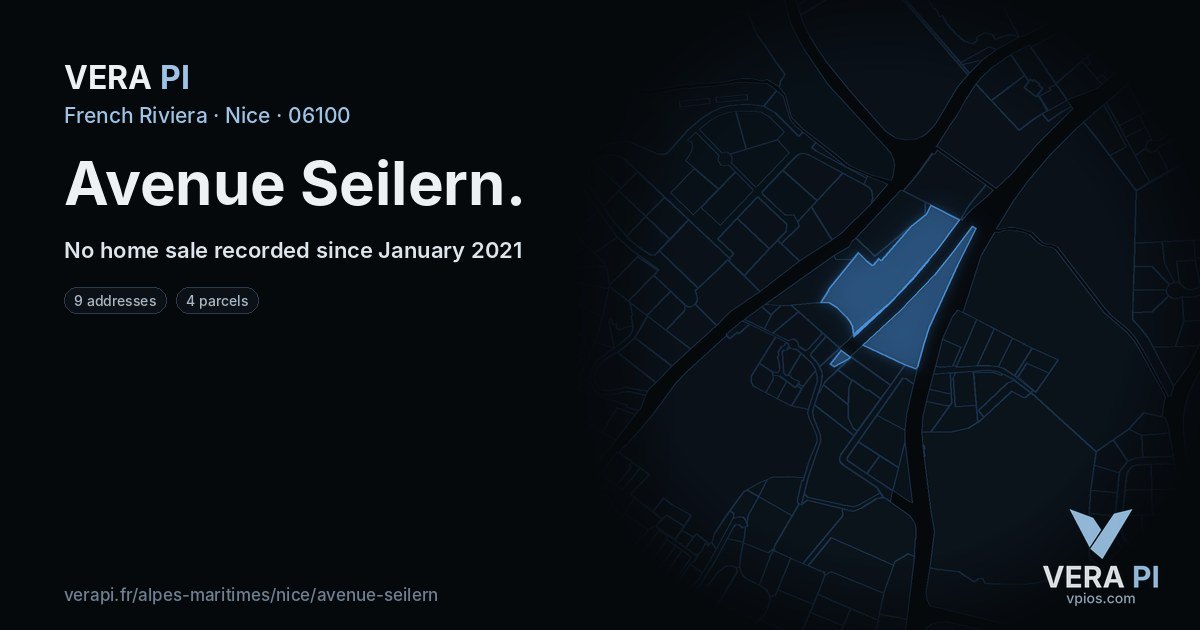 Avenue Seilern, Nice at night – every parcel coloured by the prices around it, the street's own parcels lit