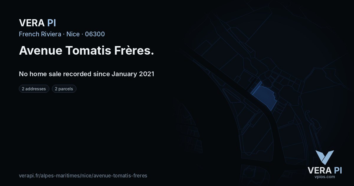 Avenue Tomatis Frères, Nice at night – every parcel coloured by the prices around it, the street's own parcels lit