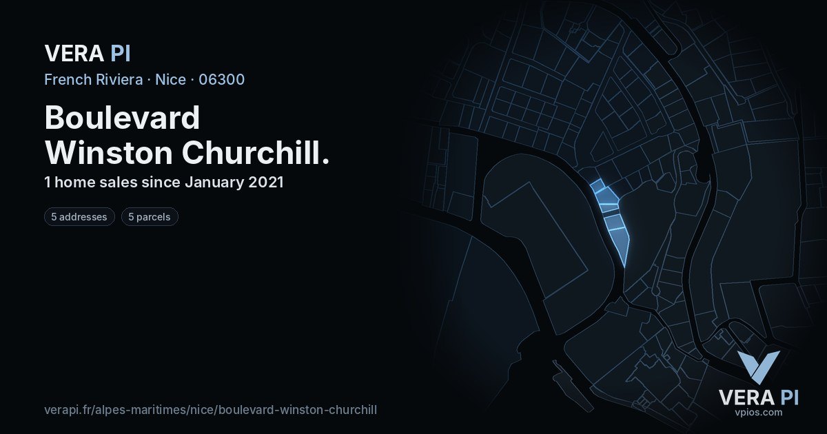 Boulevard Winston Churchill, Nice at night – every parcel coloured by the prices around it, the street's own parcels lit