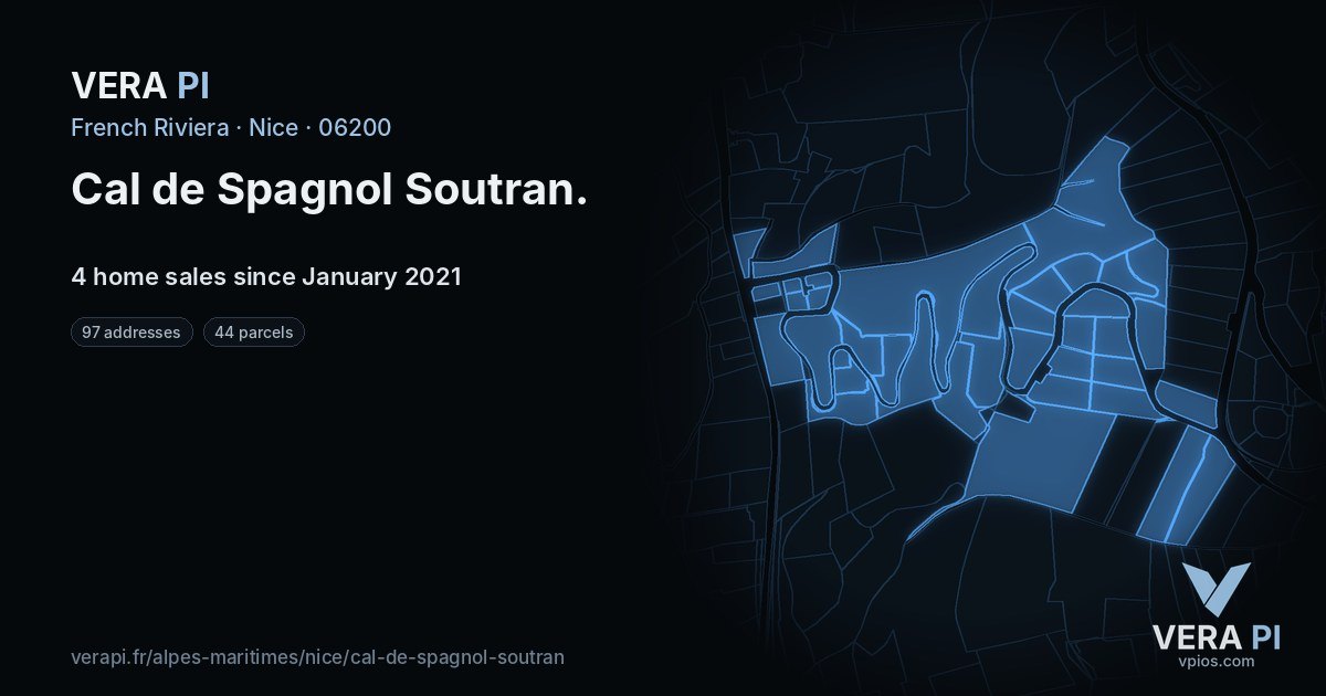 Cal de Spagnol Soutran, Nice at night – every parcel coloured by the prices around it, the street's own parcels lit