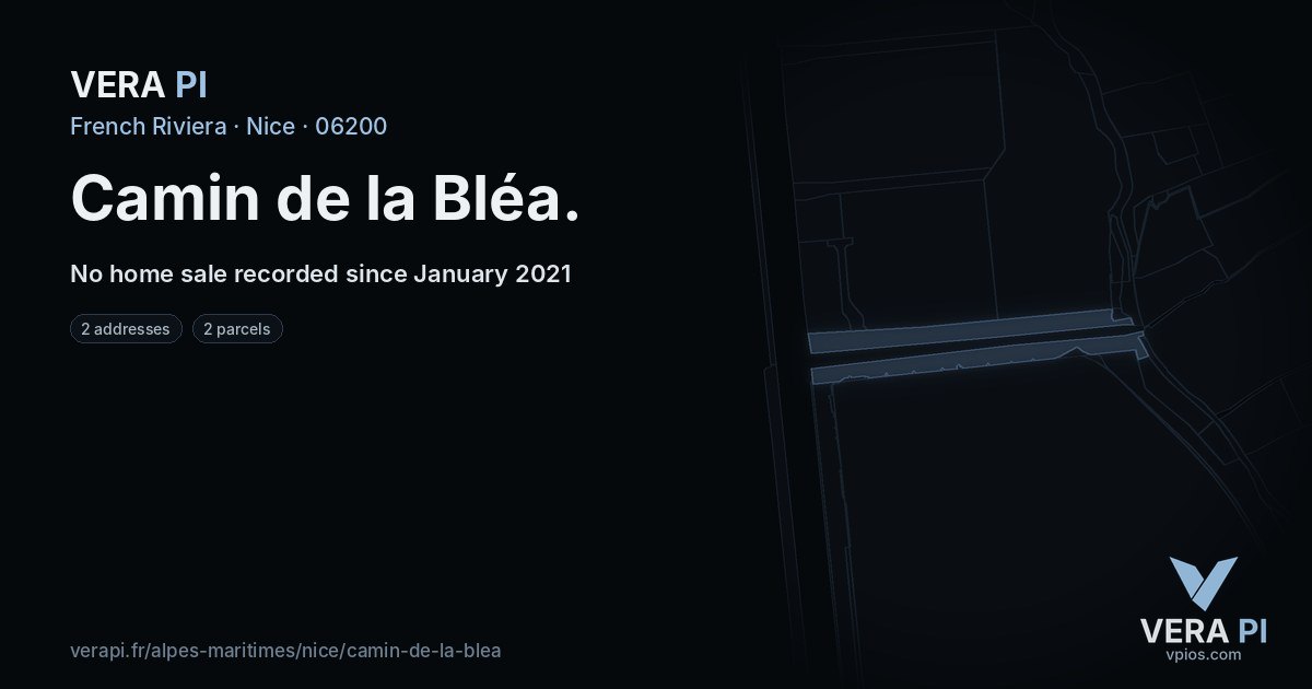 Camin de la Bléa, Nice at night – every parcel coloured by the prices around it, the street's own parcels lit