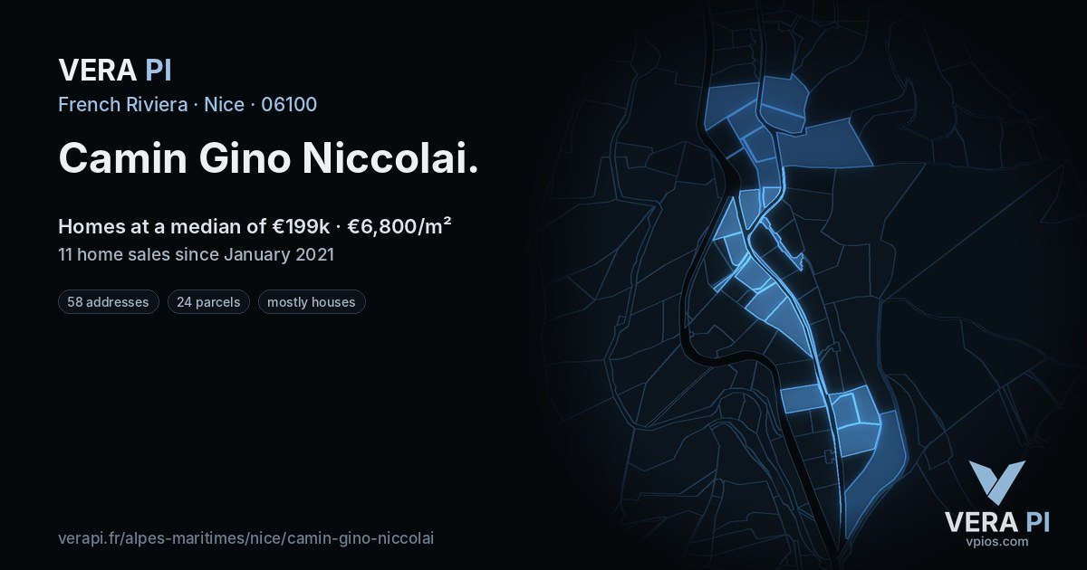 Camin Gino Niccolai, Nice at night – every parcel coloured by the prices around it, the street's own parcels lit