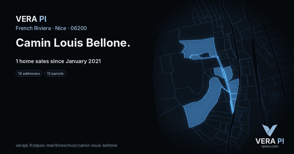 Camin Louis Bellone, Nice at night – every parcel coloured by the prices around it, the street's own parcels lit
