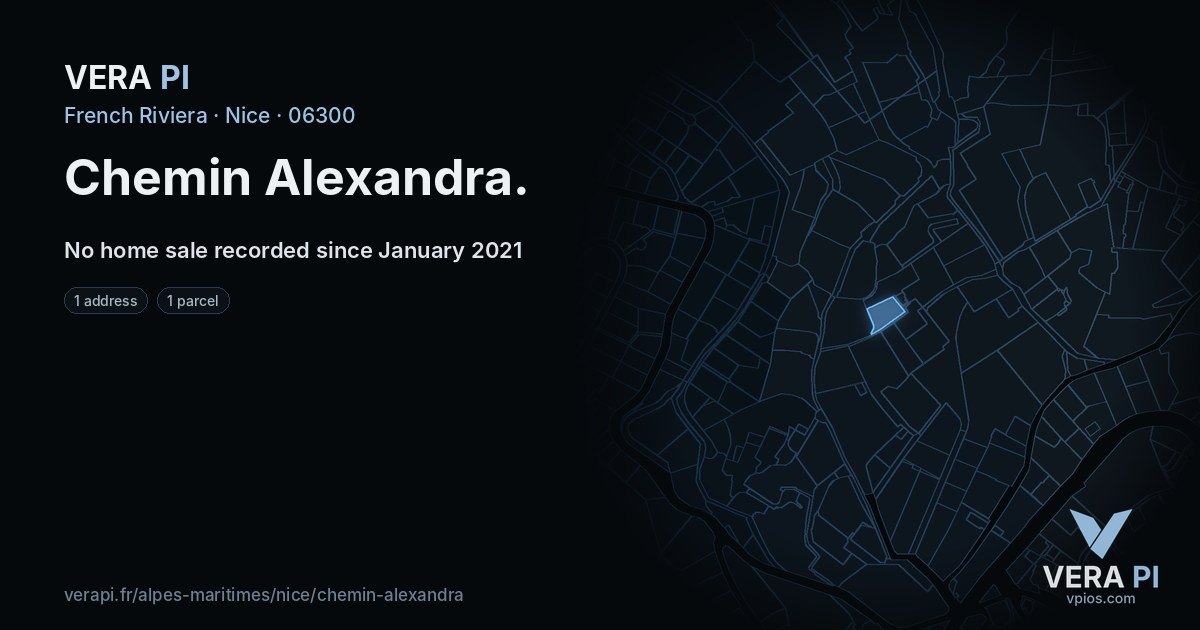 Chemin Alexandra, Nice at night – every parcel coloured by the prices around it, the street's own parcels lit