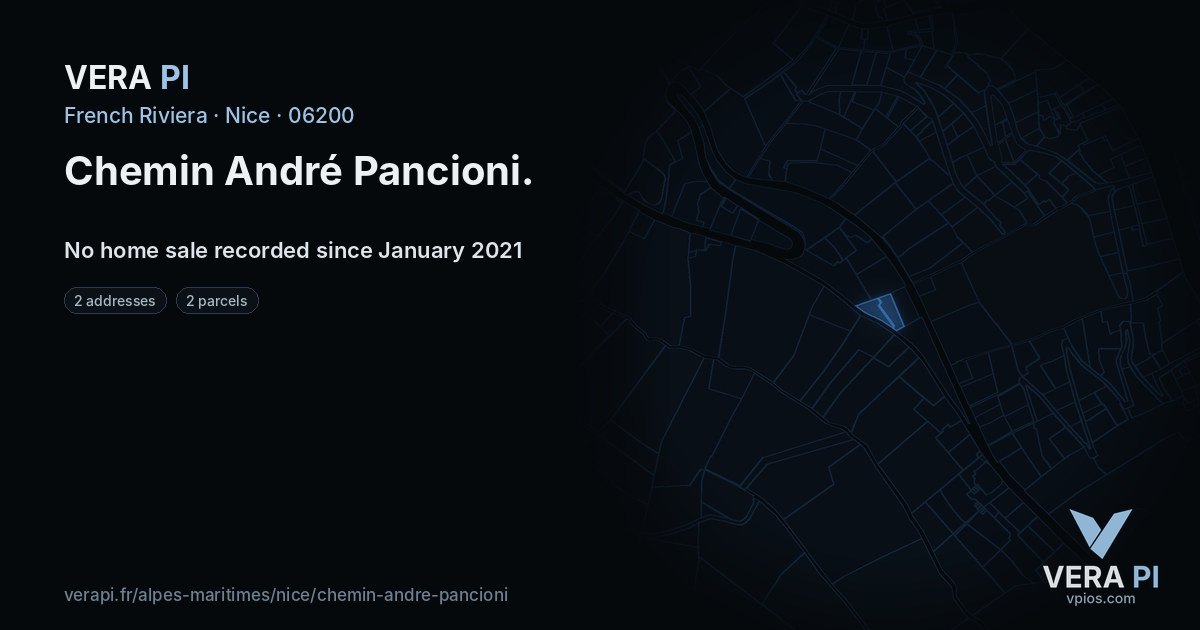 Chemin André Pancioni, Nice at night – every parcel coloured by the prices around it, the street's own parcels lit