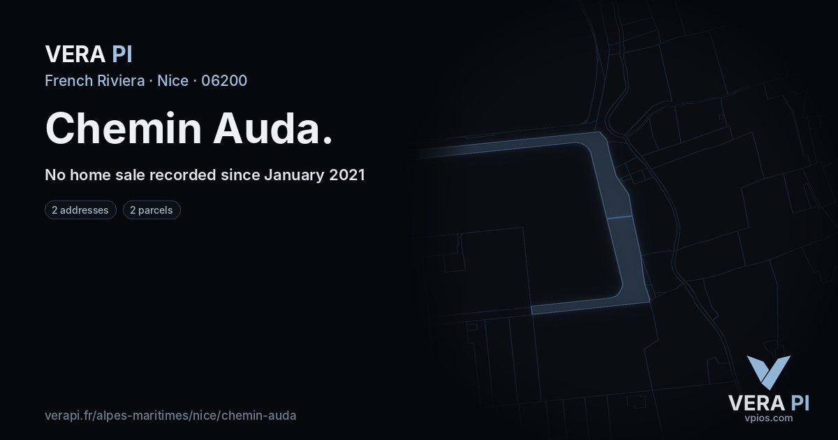 Chemin Auda, Nice at night – every parcel coloured by the prices around it, the street's own parcels lit