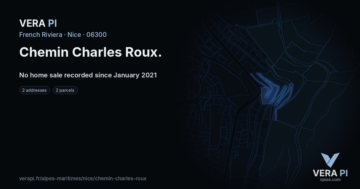 Chemin Charles Roux, Nice at night – every parcel coloured by the prices around it, the street's own parcels lit