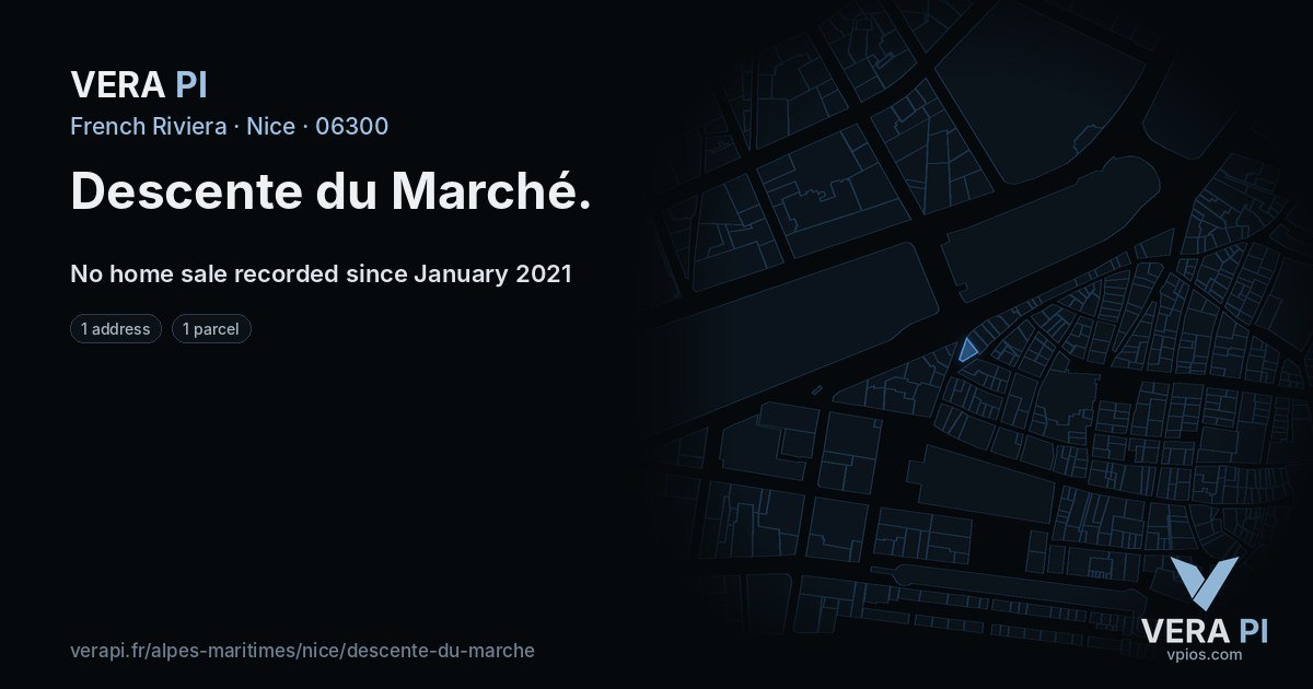 Descente du Marché, Nice at night – every parcel coloured by the prices around it, the street's own parcels lit