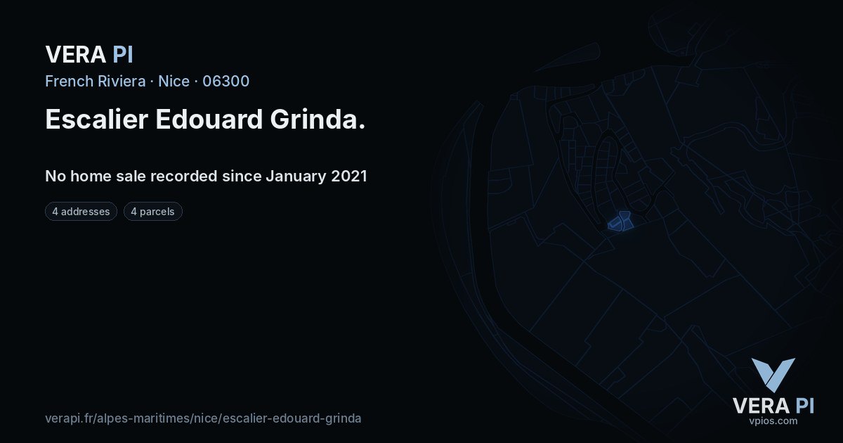 Escalier Edouard Grinda, Nice at night – every parcel coloured by the prices around it, the street's own parcels lit