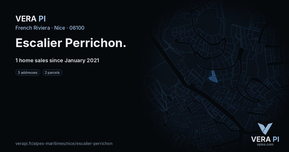 Escalier Perrichon, Nice at night – every parcel coloured by the prices around it, the street's own parcels lit