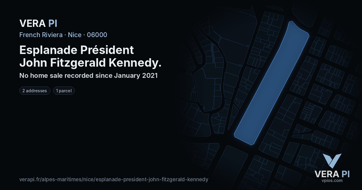 Esplanade Président John Fitzgerald Kennedy, Nice at night – every parcel coloured by the prices around it, the street's own parcels lit