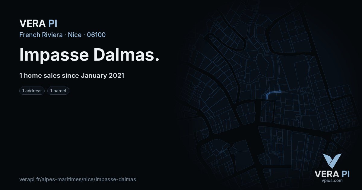 Impasse Dalmas, Nice at night – every parcel coloured by the prices around it, the street's own parcels lit