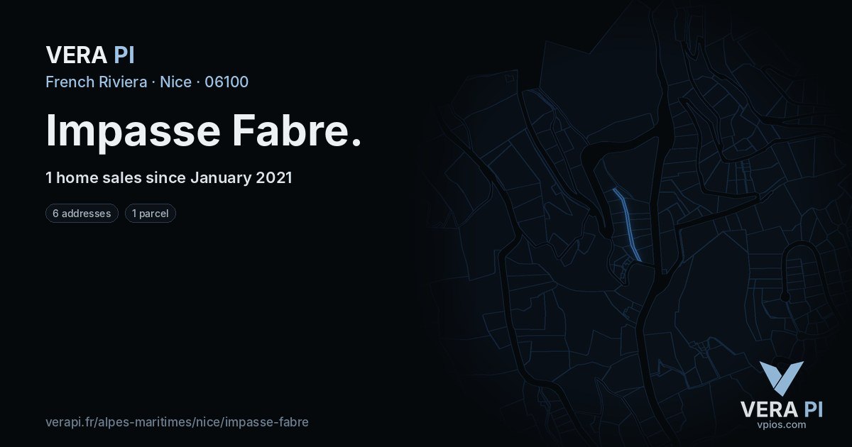 Impasse Fabre, Nice at night – every parcel coloured by the prices around it, the street's own parcels lit