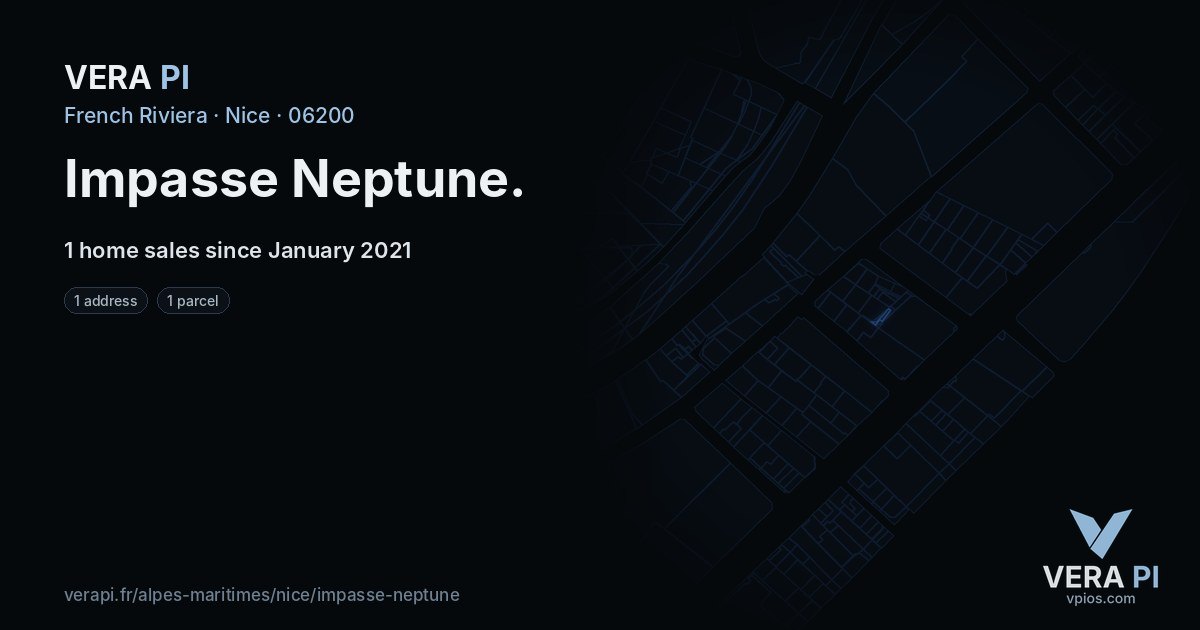 Impasse Neptune, Nice at night – every parcel coloured by the prices around it, the street's own parcels lit