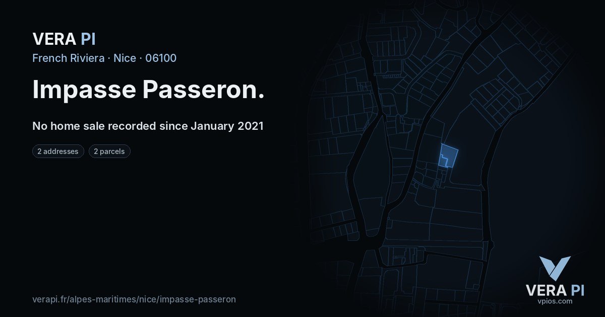 Impasse Passeron, Nice at night – every parcel coloured by the prices around it, the street's own parcels lit