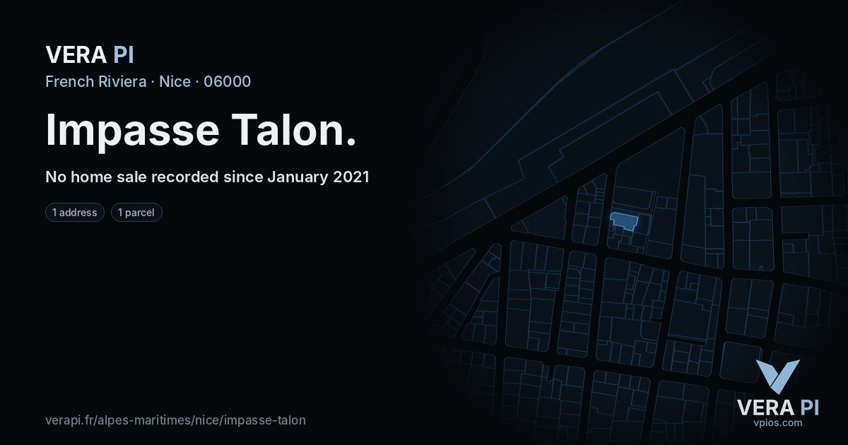 Impasse Talon, Nice at night – every parcel coloured by the prices around it, the street's own parcels lit